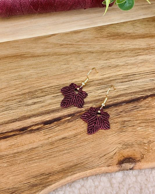 Boucles d'oreilles - Érable - Micro-macramé