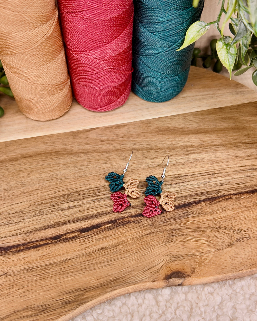 Boucles d'oreilles - Éclat botanique - Micro-macramé