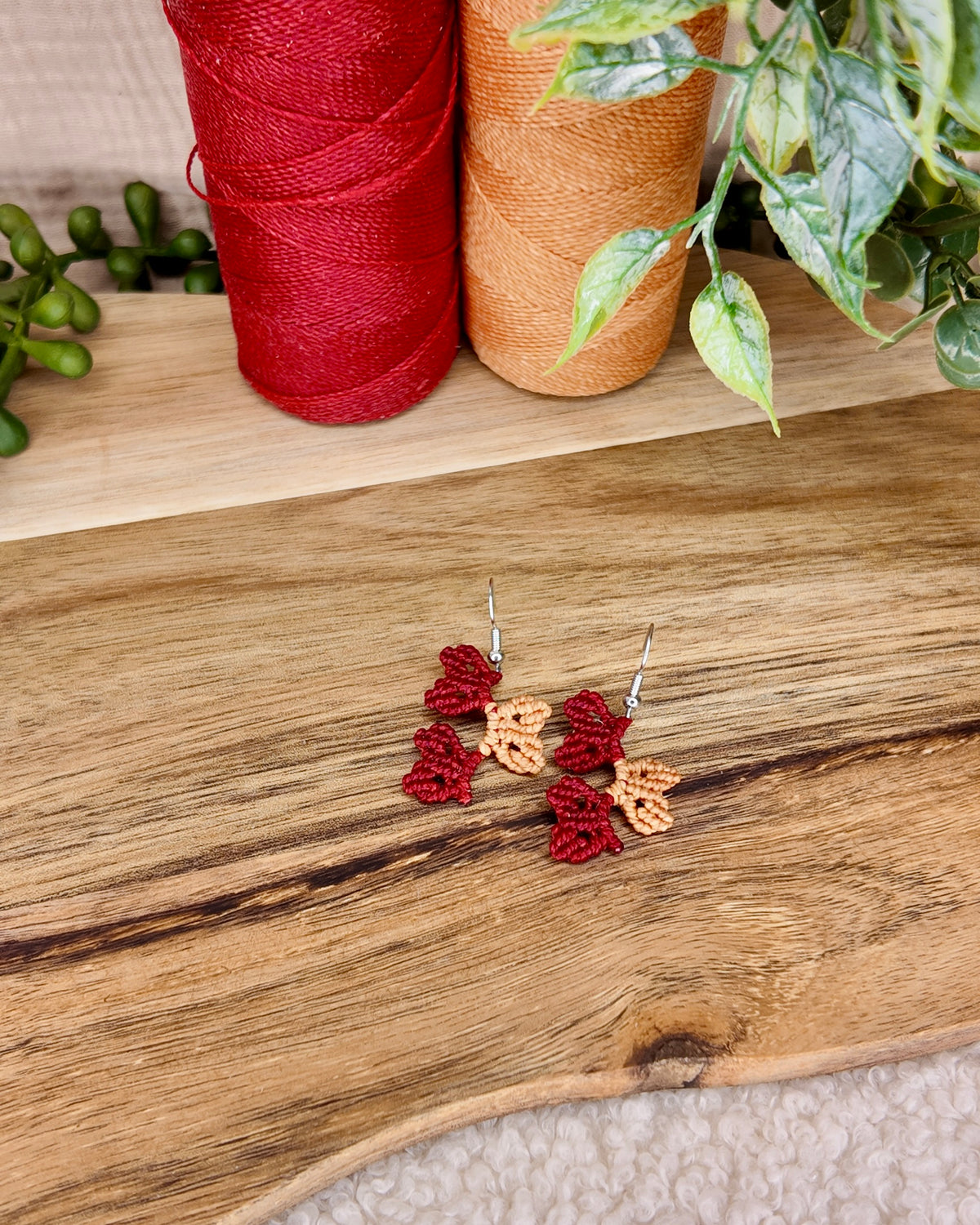 Boucles d'oreilles - Éclat botanique - Micro-macramé