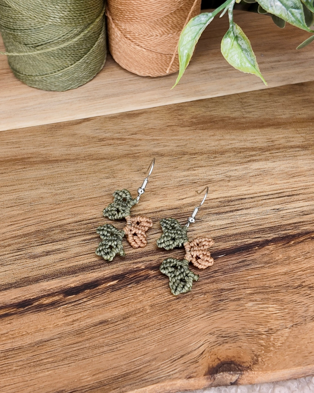Boucles d'oreilles - Éclat botanique - Micro-macramé