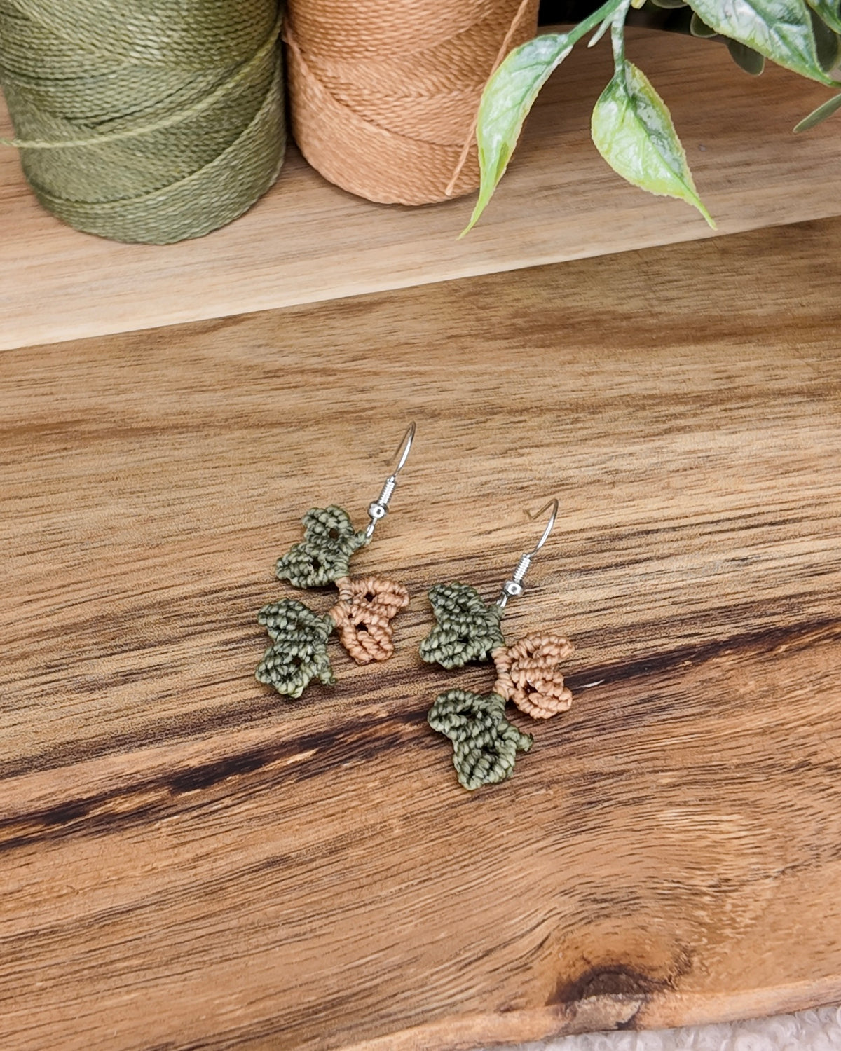 Boucles d'oreilles - Éclat botanique - Micro-macramé