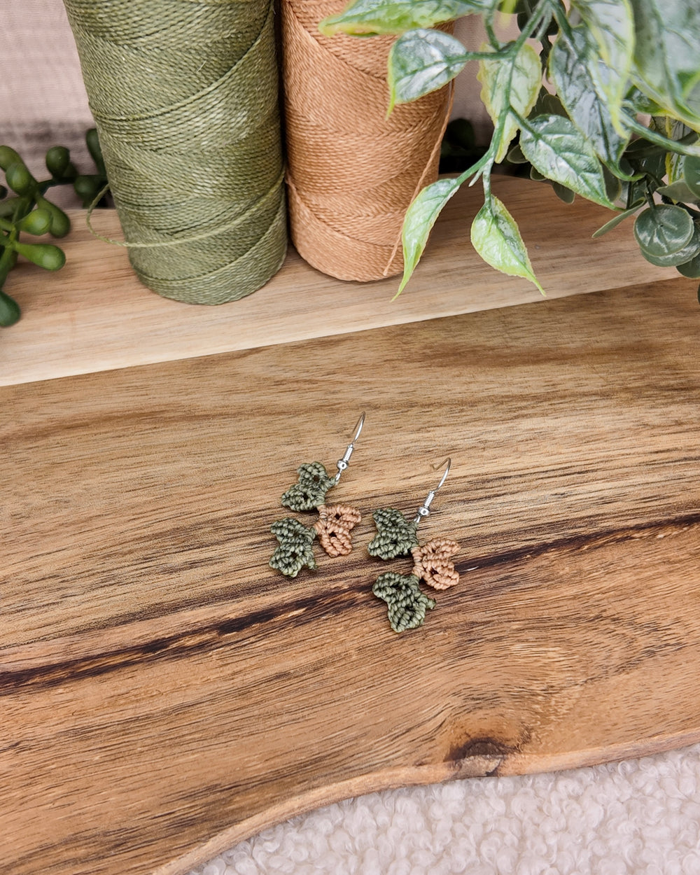 Boucles d'oreilles - Éclat botanique - Micro-macramé