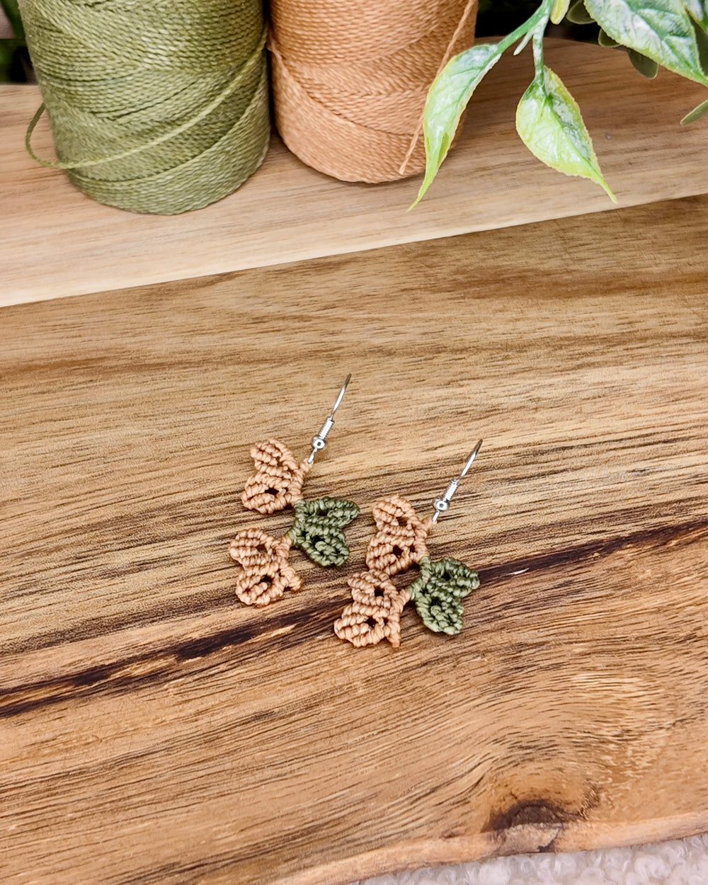 Boucles d'oreilles - Éclat botanique - Micro-macramé