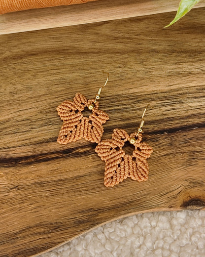 Boucles d'oreilles - Érable - Micro-macramé