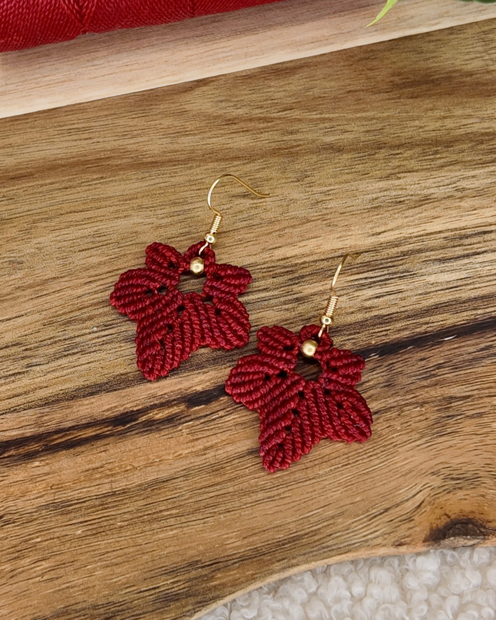 Boucles d'oreilles - Érable - Micro-macramé