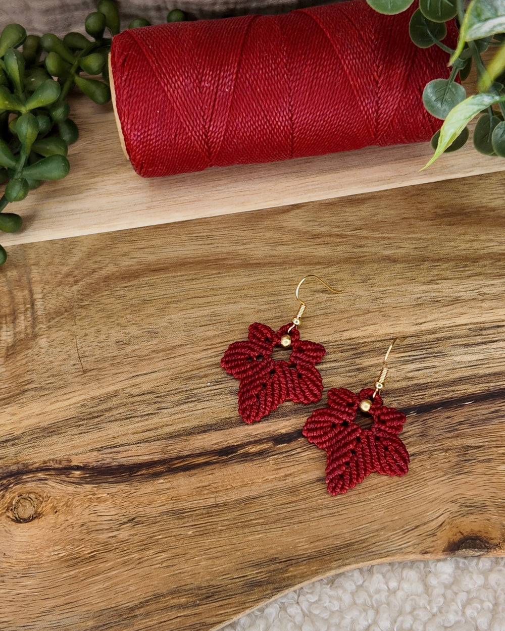 Boucles d'oreilles - Érable - Micro-macramé