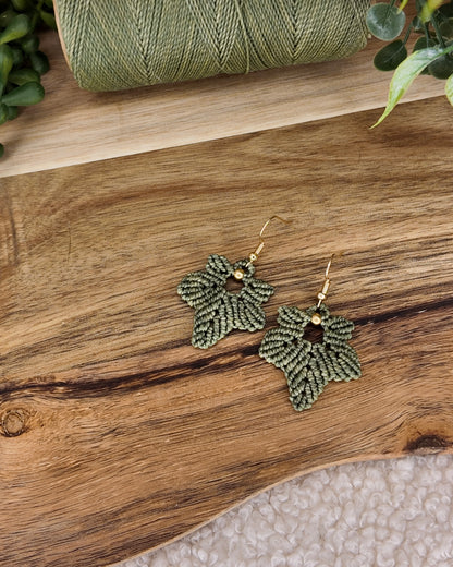 Boucles d'oreilles - Érable - Micro-macramé