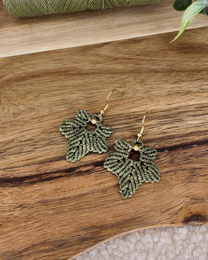 Boucles d'oreilles - Érable - Micro-macramé
